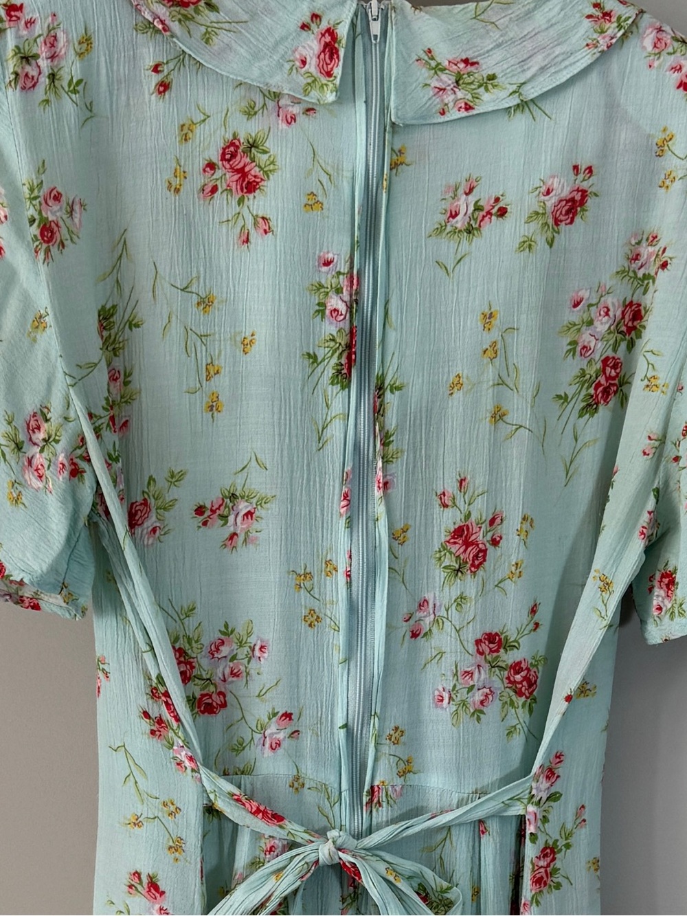 Vintage 90s SMW Style My Way seafoam blue Floral Dress Small Rayon Cottagecore - Picture 8 of 14